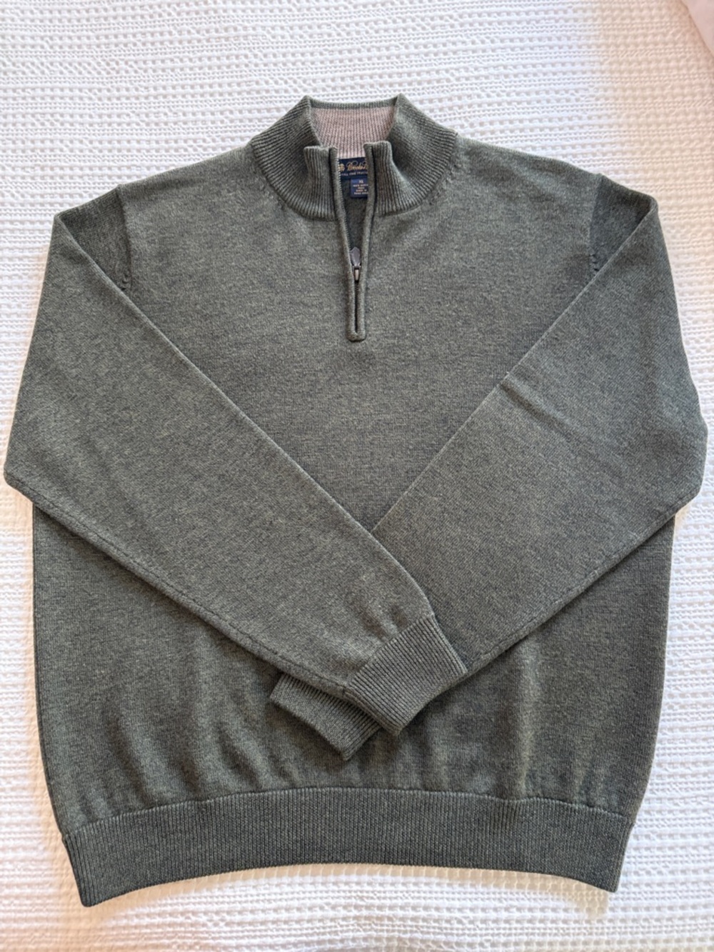 Brooks Brothers Men's Olive Green Quarter Zip Sweater- size XL